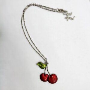 Cherry Necklace on Silver Toned Chain